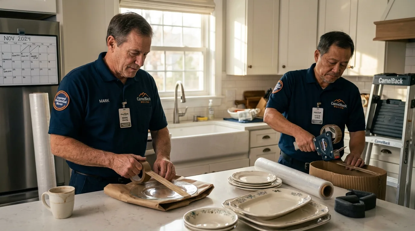 Professional crew packing kitchen dishware in Bergenfield, NJ